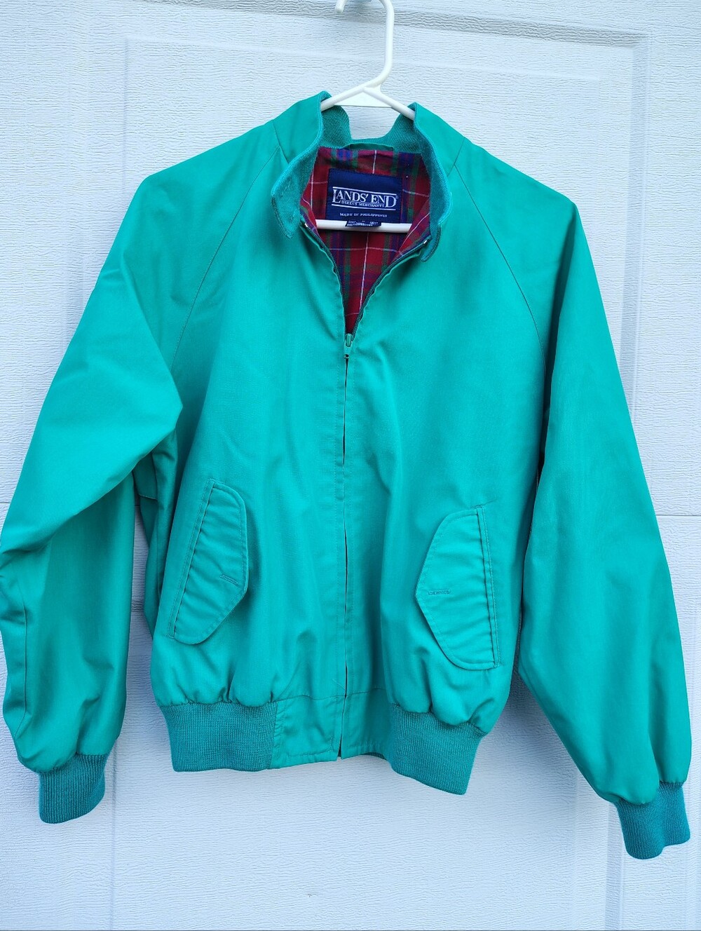 Lands' End Vintage Plaid-Lined Harrington / Bomber Jacket Men's Medium